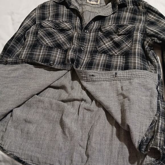 Converse ONE STAR  Men's Small double-layer Cotton Black Plaid Button-Up shirt - Picture 6 of 16